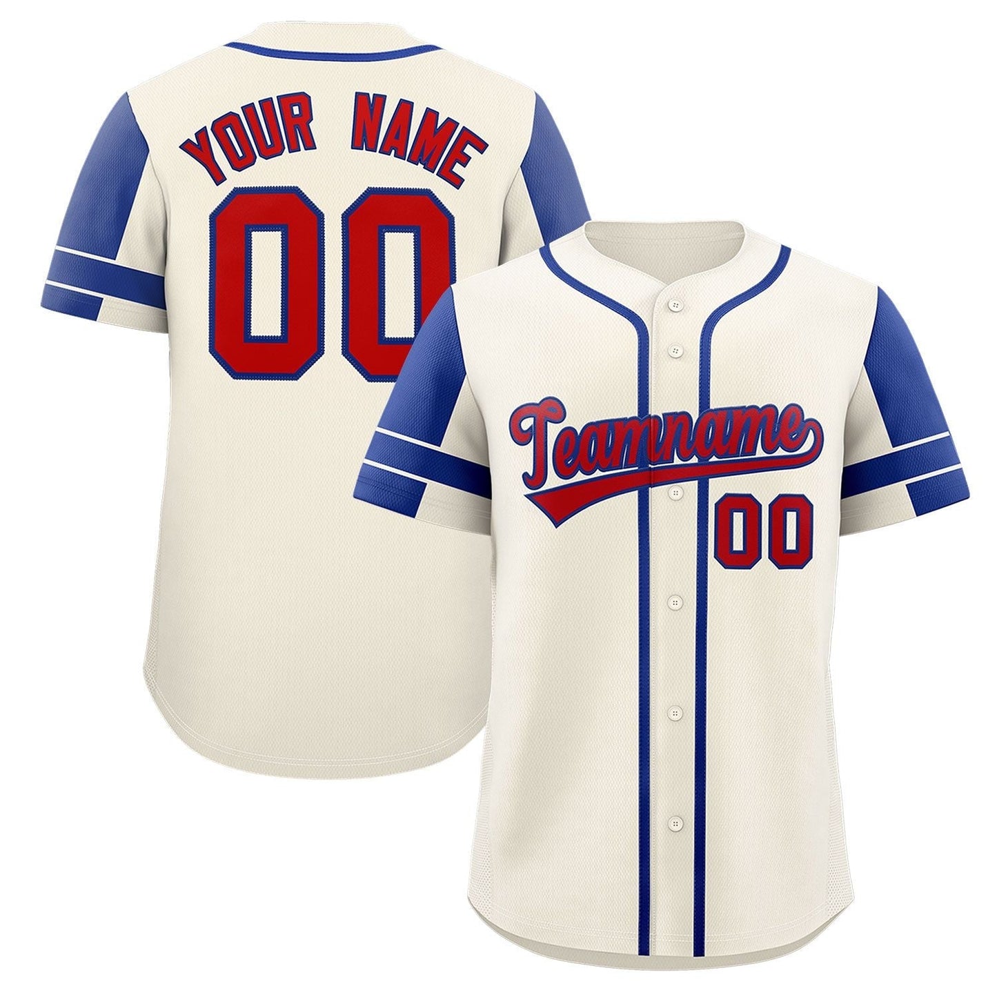 Custom Cream Royal Personalized Raglan Sleeves Authentic Baseball Jersey