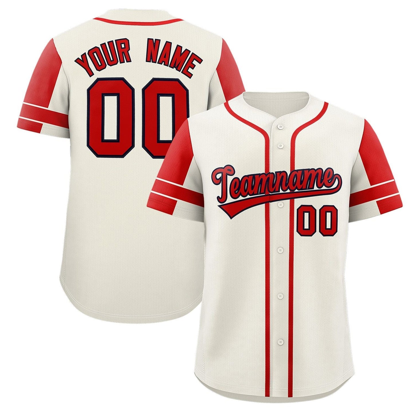 Custom Cream Red Personalized Raglan Sleeves Authentic Baseball Jersey