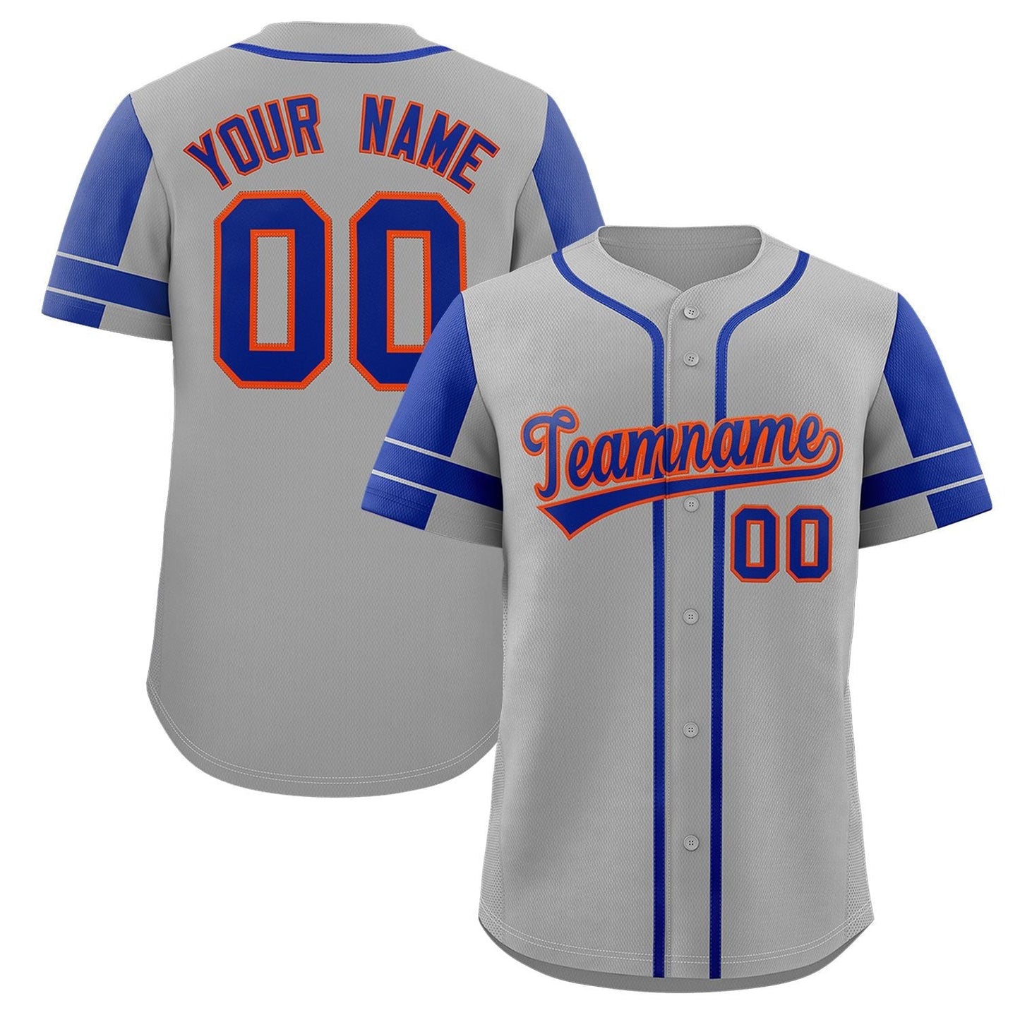 Custom Gray Royal Personalized Raglan Sleeves Authentic Baseball Jersey