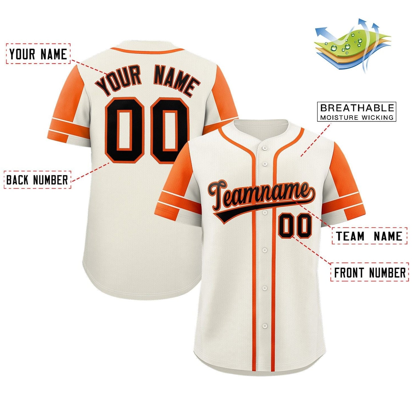 Custom Cream Orange Personalized Raglan Sleeves Authentic Baseball Jersey