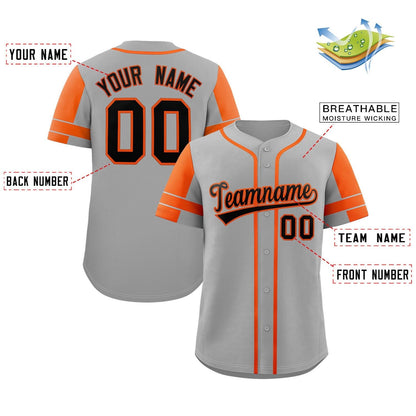 Custom Gray Orange Personalized Raglan Sleeves Authentic Baseball Jersey