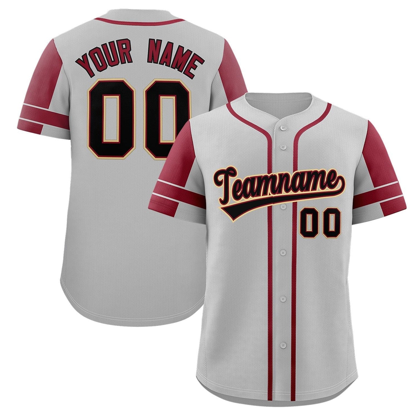 Custom Gray Crimson Personalized Raglan Sleeves Authentic Baseball Jersey