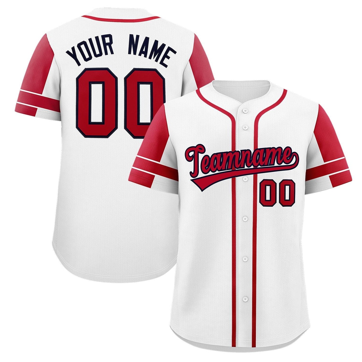 Custom White Red Personalized Raglan Sleeves Authentic Baseball Jersey