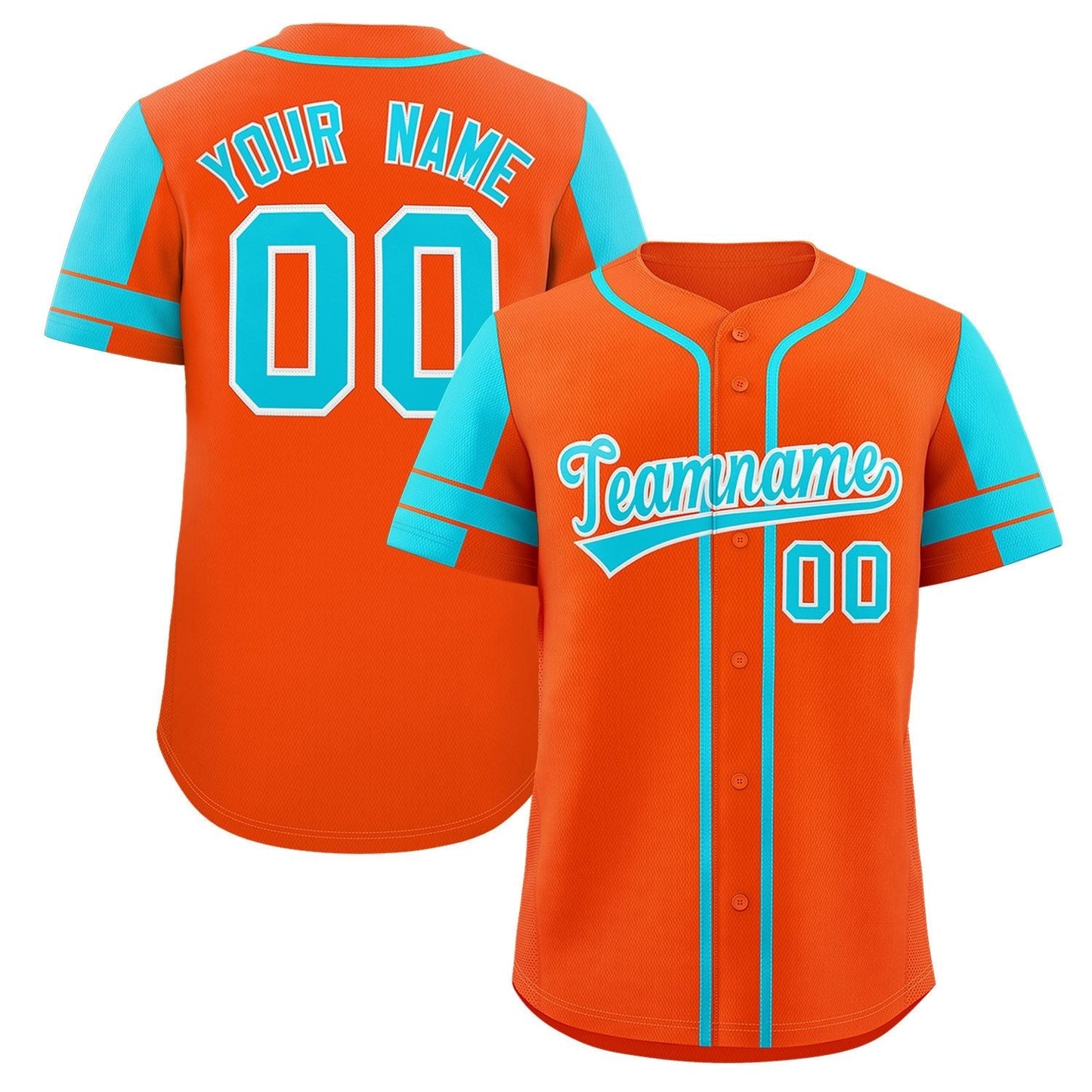 Custom Orange Aqua Personalized Raglan Sleeves Authentic Baseball Jersey