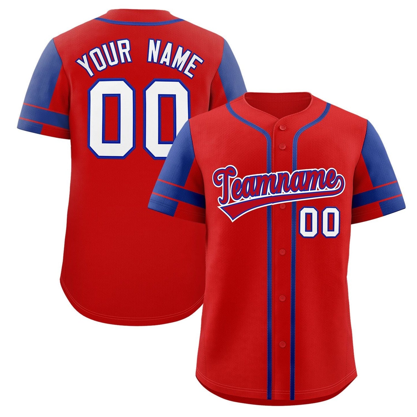 Custom Red Royal Personalized Raglan Sleeves Authentic Baseball Jersey