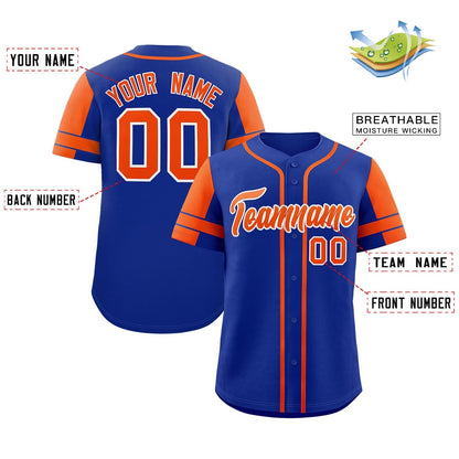 Custom Royal Orange Personalized Raglan Sleeves Authentic Baseball Jersey