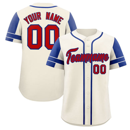 Custom Cream Royal Personalized Raglan Sleeves Authentic Baseball Jersey