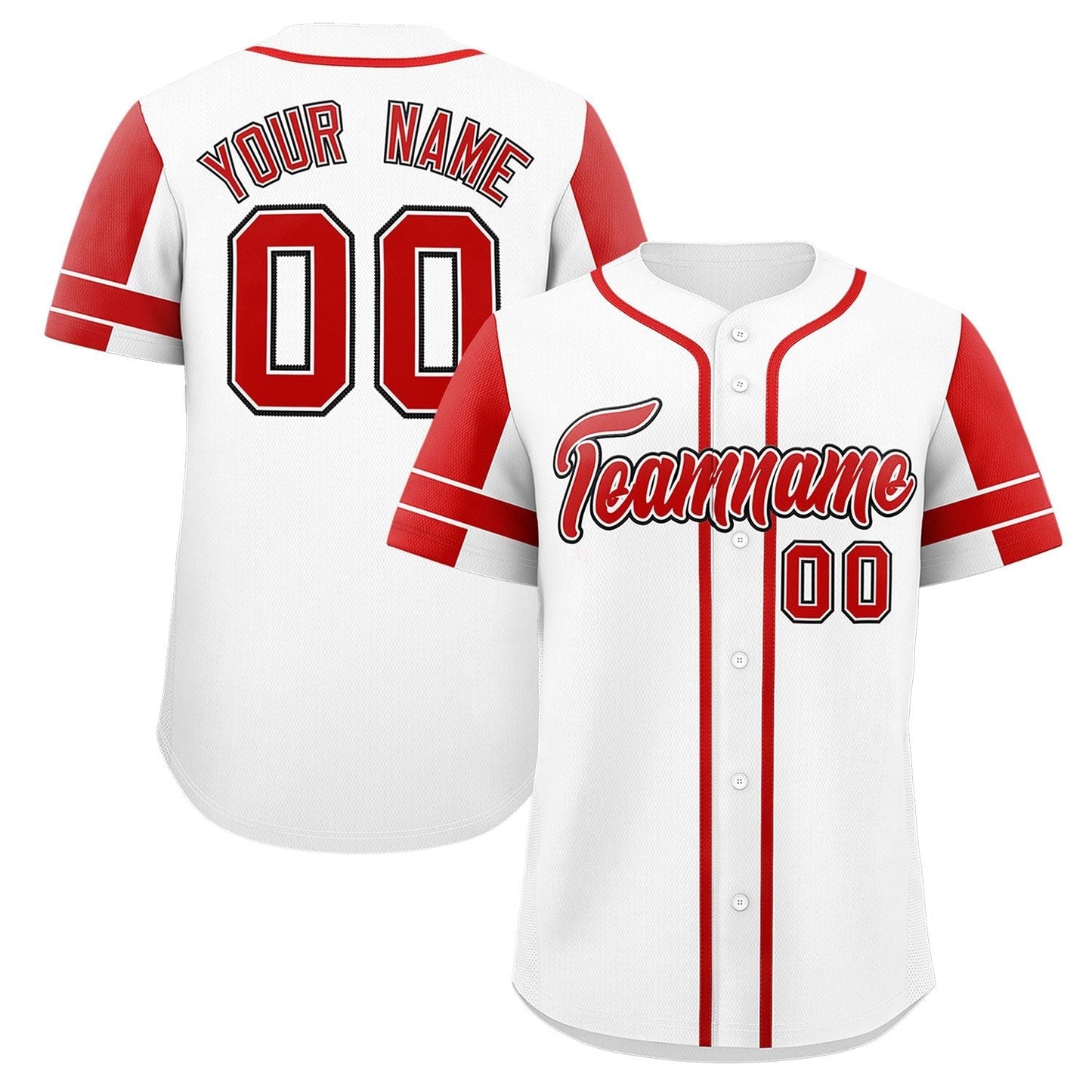 Custom White Red Personalized Raglan Sleeves Authentic Baseball Jersey