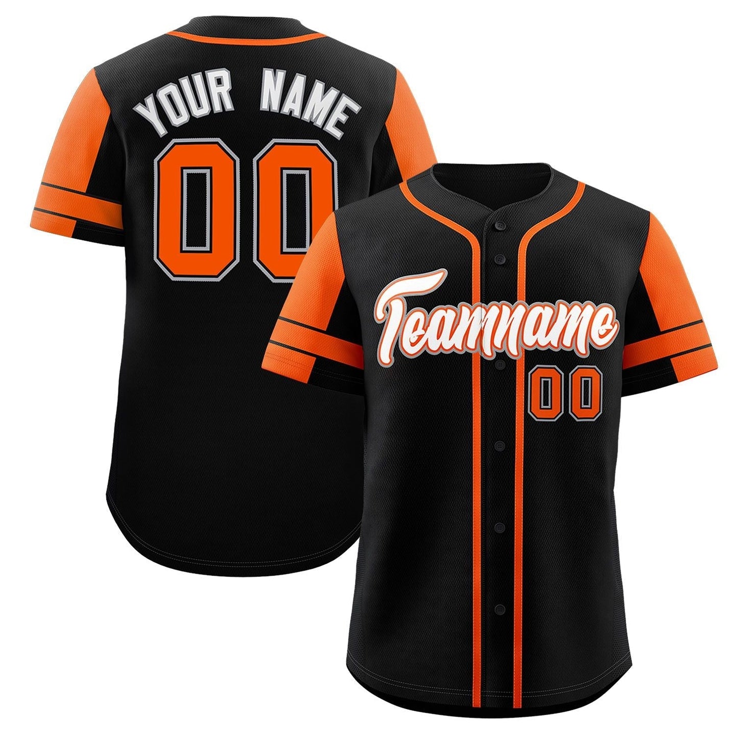 Custom Black Orange Personalized Raglan Sleeves Authentic Baseball Jersey