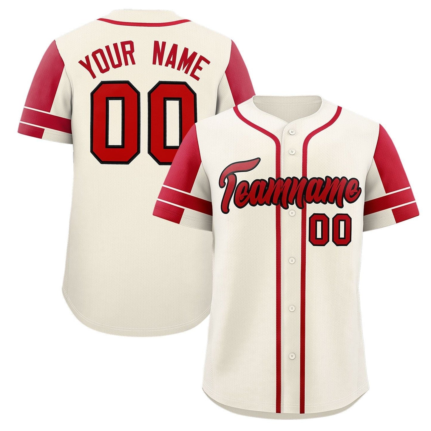 Custom Cream Red Personalized Raglan Sleeves Authentic Baseball Jersey