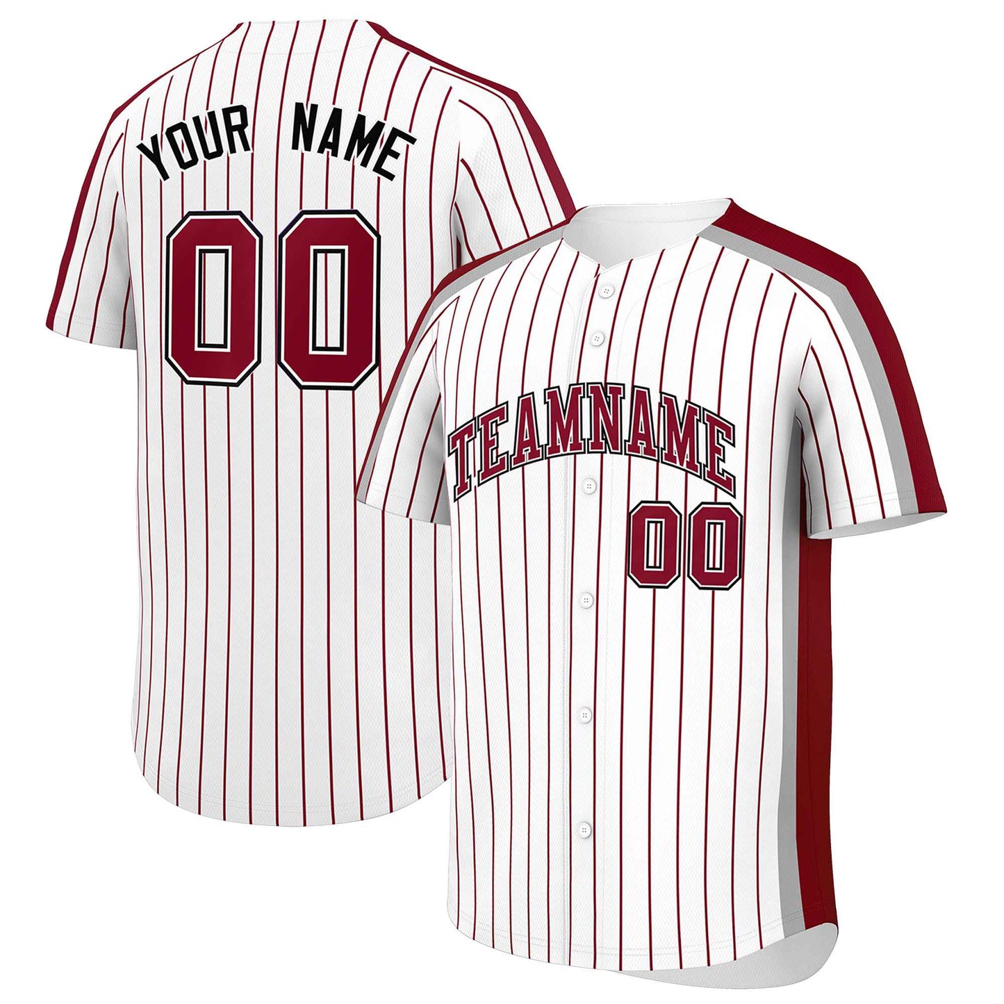 Custom White Crimson Pinstripe Personalized Side Two-tone Authentic Baseball Jersey