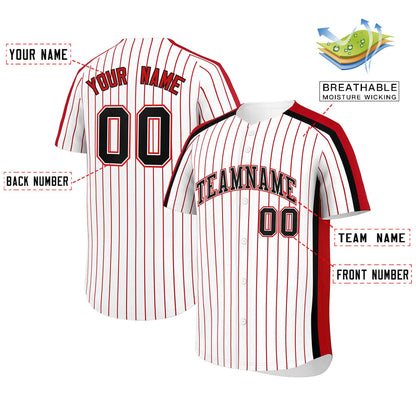 Custom White Red Pinstripe Personalized Side Two-tone Authentic Baseball Jersey