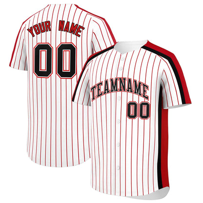 Custom White Red Pinstripe Personalized Side Two-tone Authentic Baseball Jersey