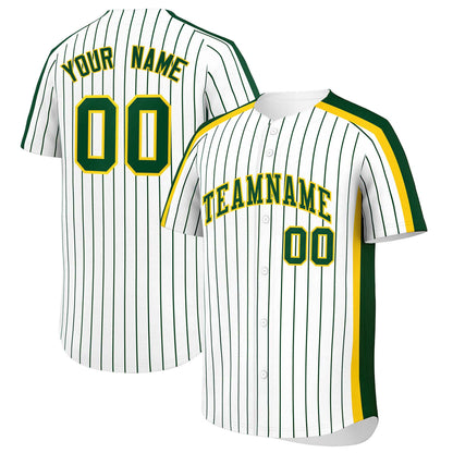 Custom White Green Pinstripe Personalized Side Two-tone Authentic Baseball Jersey