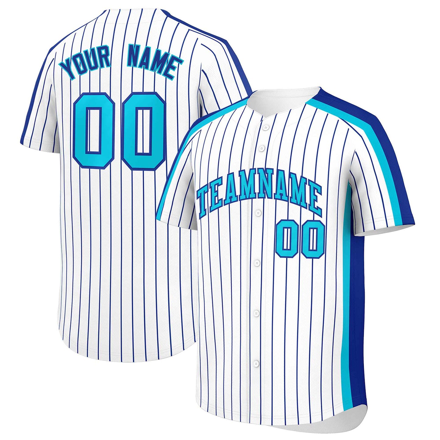 Custom White Royal Pinstripe Personalized Side Two-tone Authentic Baseball Jersey