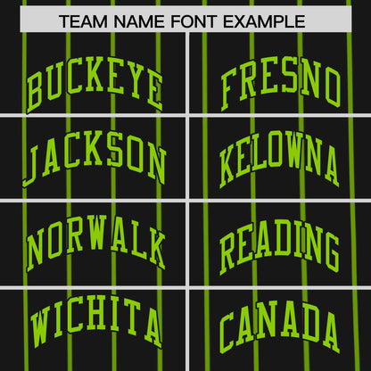 Custom Black Neon Green Pinstripe Personalized Side Two-tone Authentic Baseball Jersey