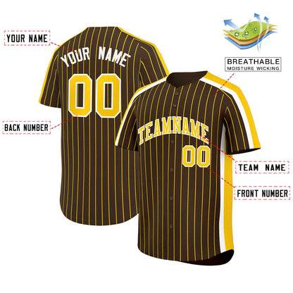 Custom Light Brown Gold Pinstripe Personalized Side Two-tone Authentic Baseball Jersey