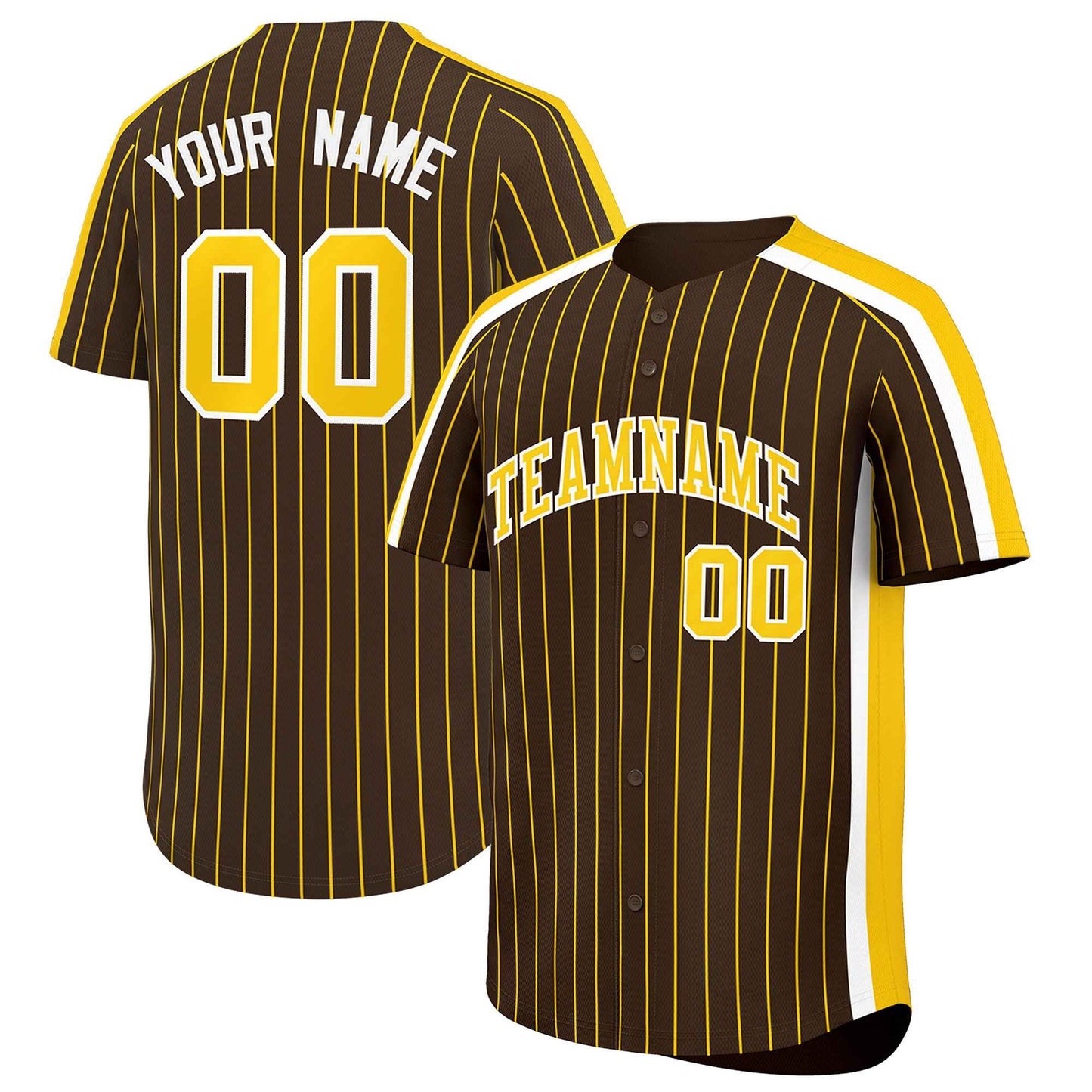 Custom Light Brown Gold Pinstripe Personalized Side Two-tone Authentic Baseball Jersey