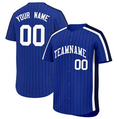 Custom Royal Navy Pinstripe Personalized Side Two-tone Authentic Baseball Jersey