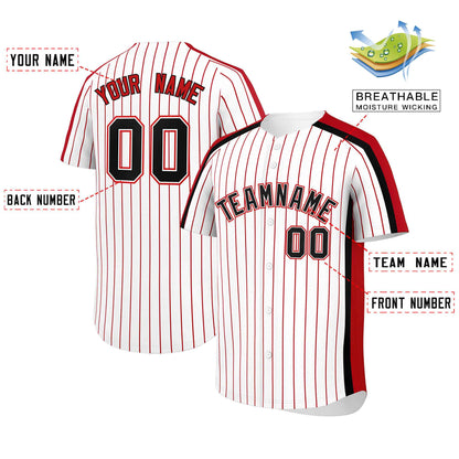 Custom White Red Pinstripe Personalized Side Two-tone Authentic Baseball Jersey