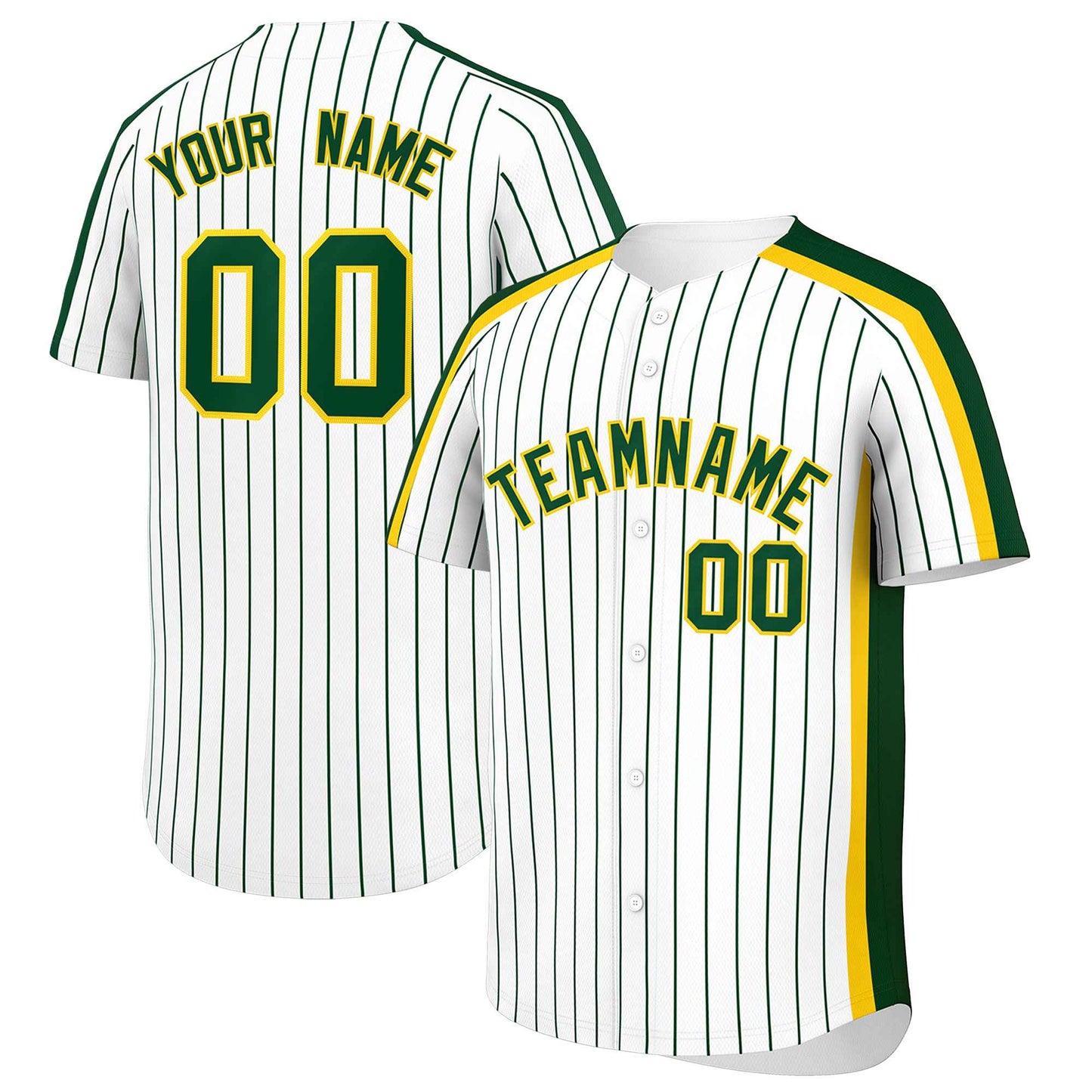 Custom White Green Pinstripe Personalized Side Two-tone Authentic Baseball Jersey