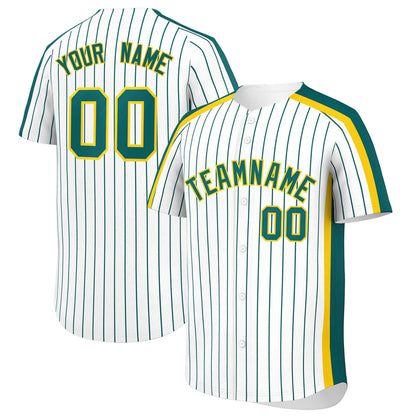 Custom White Aqua Pinstripe Personalized Side Two-tone Authentic Baseball Jersey