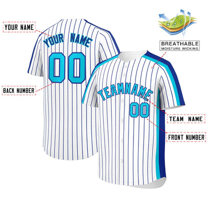 Custom White Royal Pinstripe Personalized Side Two-tone Authentic Baseball Jersey