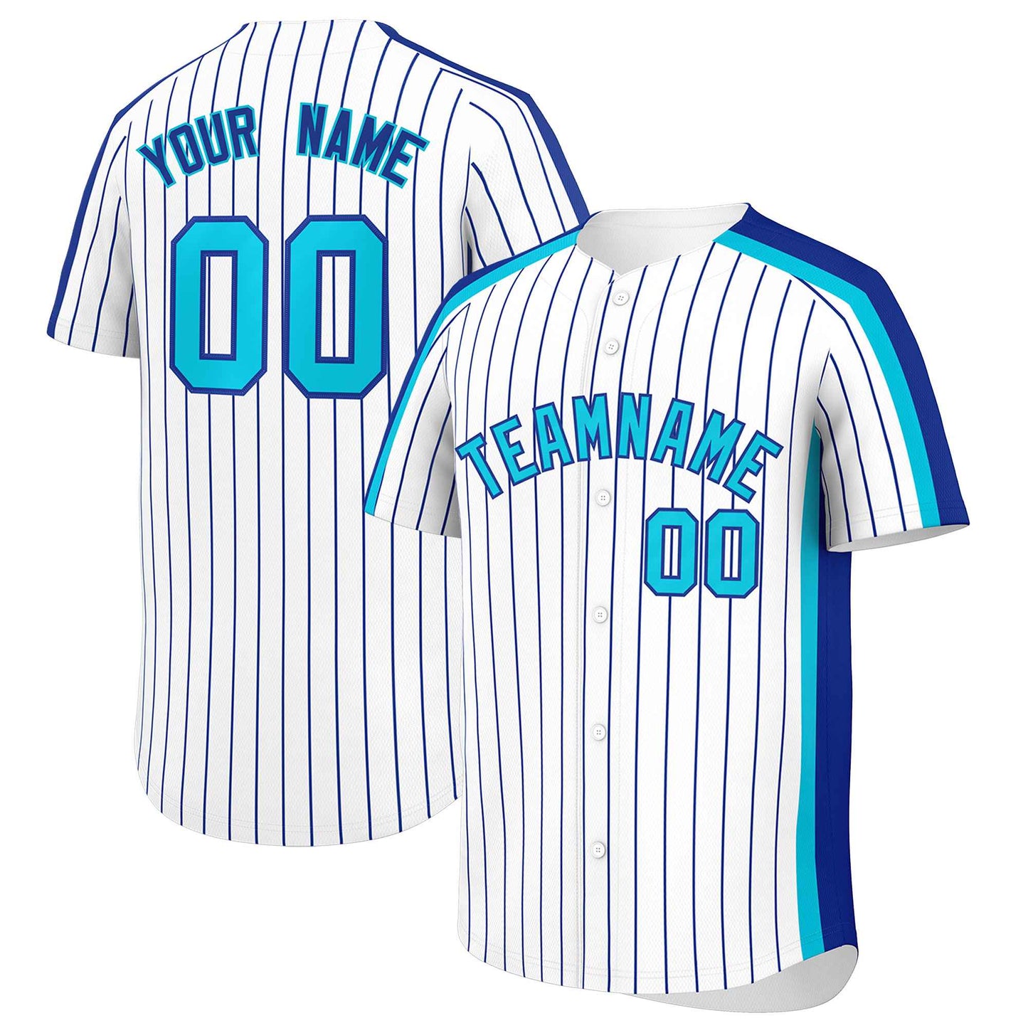 Custom White Royal Pinstripe Personalized Side Two-tone Authentic Baseball Jersey