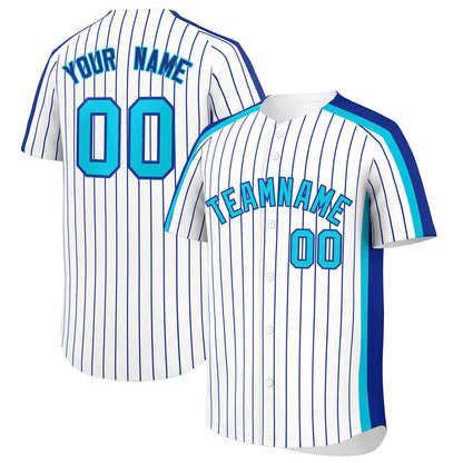 Custom White Royal Pinstripe Personalized Side Two-tone Authentic Baseball Jersey