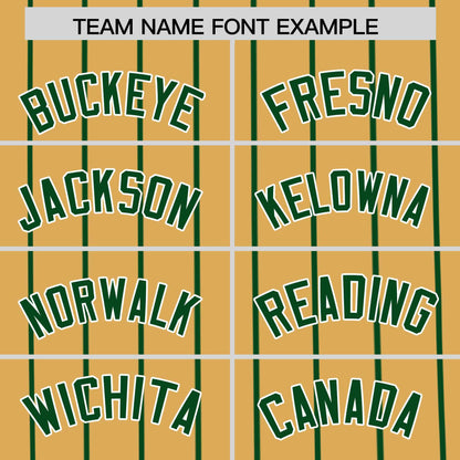 Custom Old Gold Green Pinstripe Personalized Side Two-tone Authentic Baseball Jersey