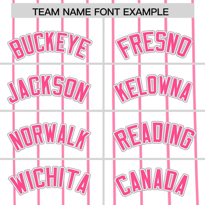 Custom White Pink Pinstripe Personalized Side Two-tone Authentic Baseball Jersey