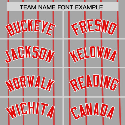 Custom Gray Red Pinstripe Personalized Side Two-tone Authentic Baseball Jersey