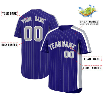 Custom Purple Gray Pinstripe Personalized Side Two-tone Authentic Baseball Jersey