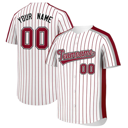 Custom White Crimson Pinstripe Personalized Side Two-tone Authentic Baseball Jersey