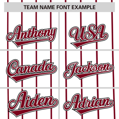 Custom White Crimson Pinstripe Personalized Side Two-tone Authentic Baseball Jersey