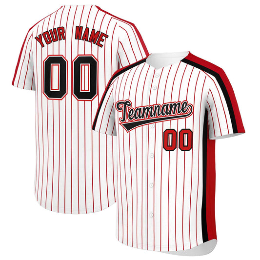 Custom White Red Pinstripe Personalized Side Two-tone Authentic Baseball Jersey