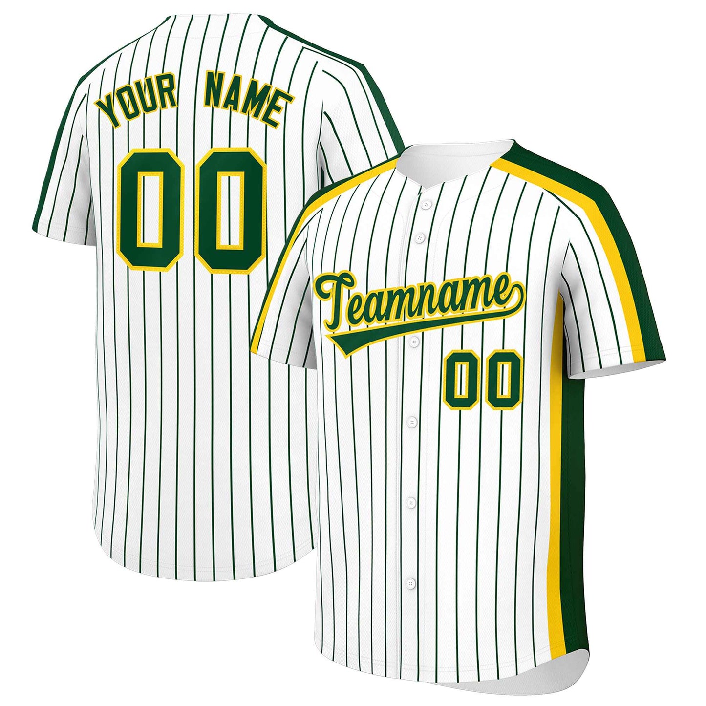 Custom White Green Pinstripe Personalized Side Two-tone Authentic Baseball Jersey