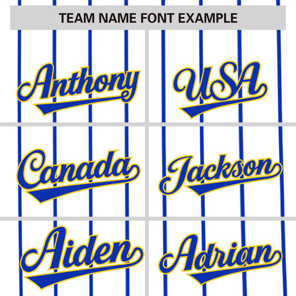 Custom White Royal Pinstripe Personalized Side Two-tone Authentic Baseball Jersey