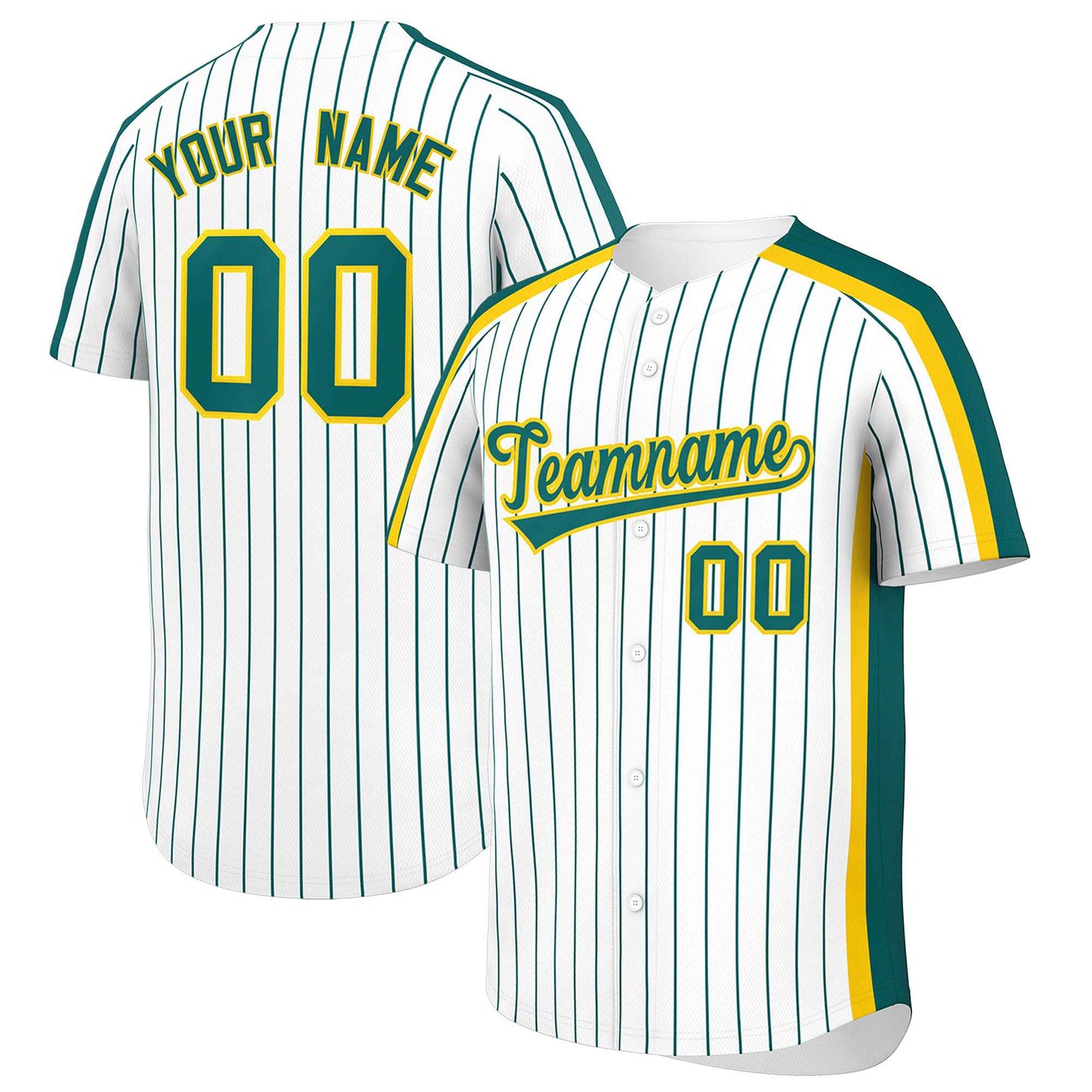 Custom White Aqua Pinstripe Personalized Side Two-tone Authentic Baseball Jersey