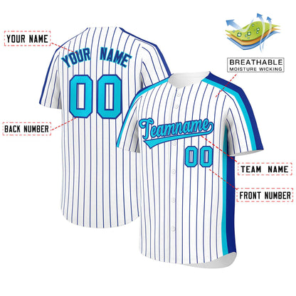 Custom White Royal Pinstripe Personalized Side Two-tone Authentic Baseball Jersey