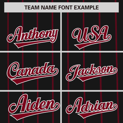 Custom Black Crimson Pinstripe Personalized Side Two-tone Authentic Baseball Jersey