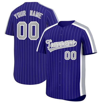 Custom Purple Gray Pinstripe Personalized Side Two-tone Authentic Baseball Jersey