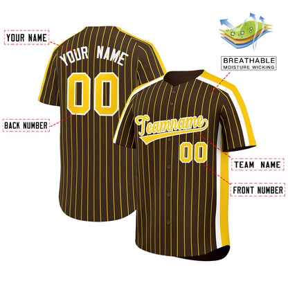 Custom Light Brown Gold Pinstripe Personalized Side Two-tone Authentic Baseball Jersey