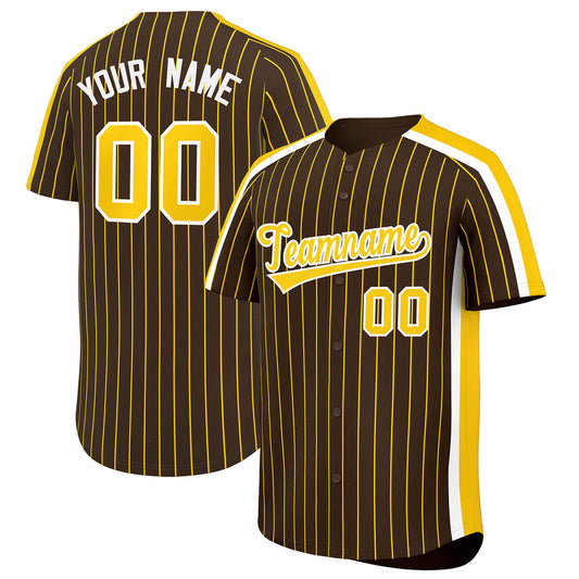 Custom Light Brown Gold Pinstripe Personalized Side Two-tone Authentic Baseball Jersey