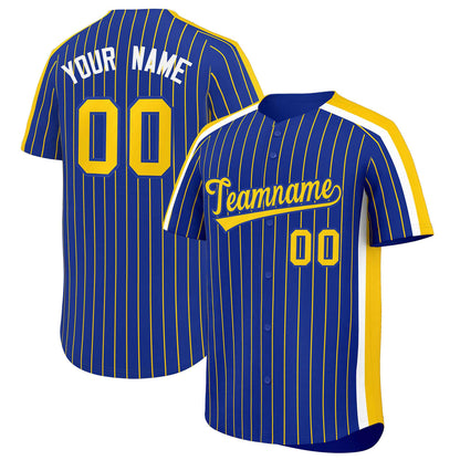 Custom Royal Gold Pinstripe Personalized Side Two-tone Authentic Baseball Jersey