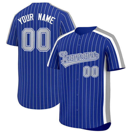 Custom Royal Gray Pinstripe Personalized Side Two-tone Authentic Baseball Jersey