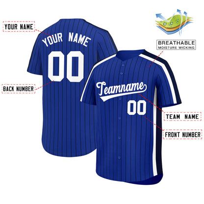 Custom Royal Navy Pinstripe Personalized Side Two-tone Authentic Baseball Jersey