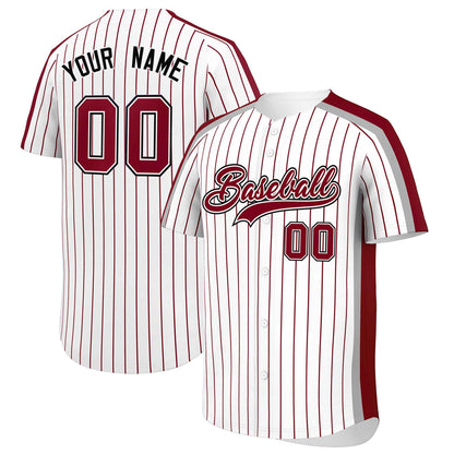 Custom White Crimson Pinstripe Personalized Side Two-tone Authentic Baseball Jersey