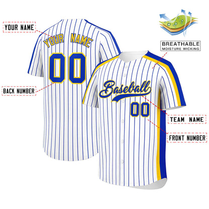 Custom White Royal Pinstripe Personalized Side Two-tone Authentic Baseball Jersey