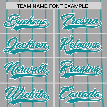 Custom Gray Aqua Pinstripe Personalized Side Two-tone Authentic Baseball Jersey